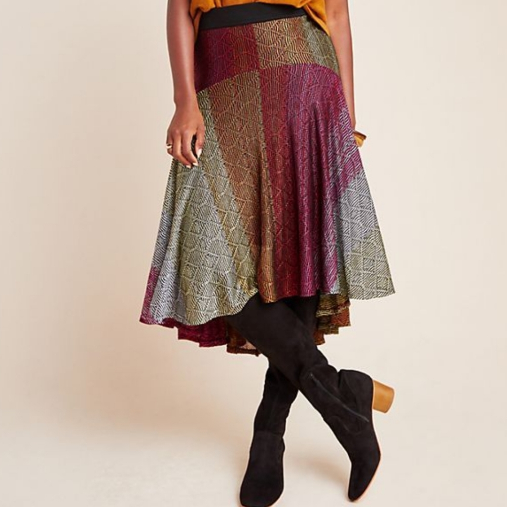 New Anthropologie Cecilia Prado abstract color block midi skirt